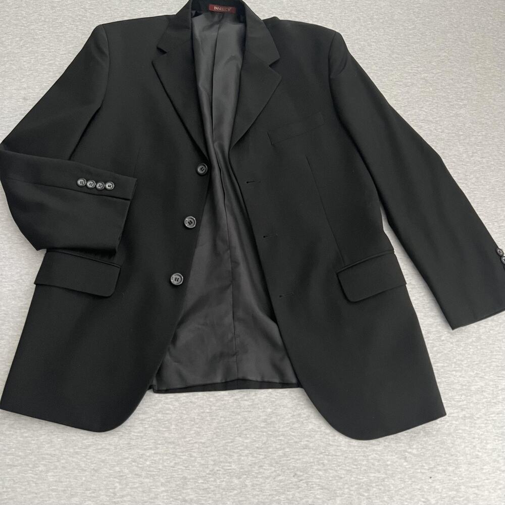 Inserch Blazer Mens S/M 42" Chest Black 3 Button Double Vent Jacket Luxury Retro